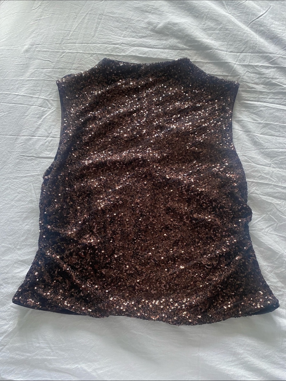 Sequin Sleeveless Top in Dark Brown